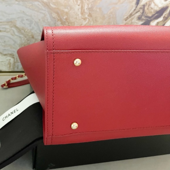 Sold! Chanel Medium Deauville Caviar Studded Red Leather Tote - Picture 10 of 15